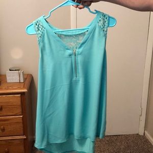 Express teal tank with lace